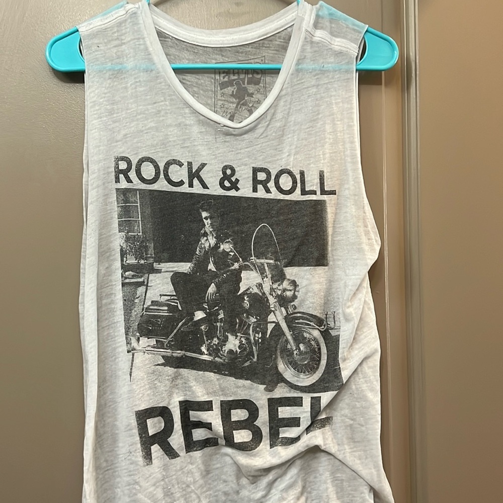 White Elvis tank top almost like new thin material